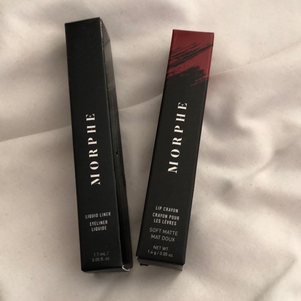 Morphe liquid eyeliner in blackout and lip crayon TTFN NIB